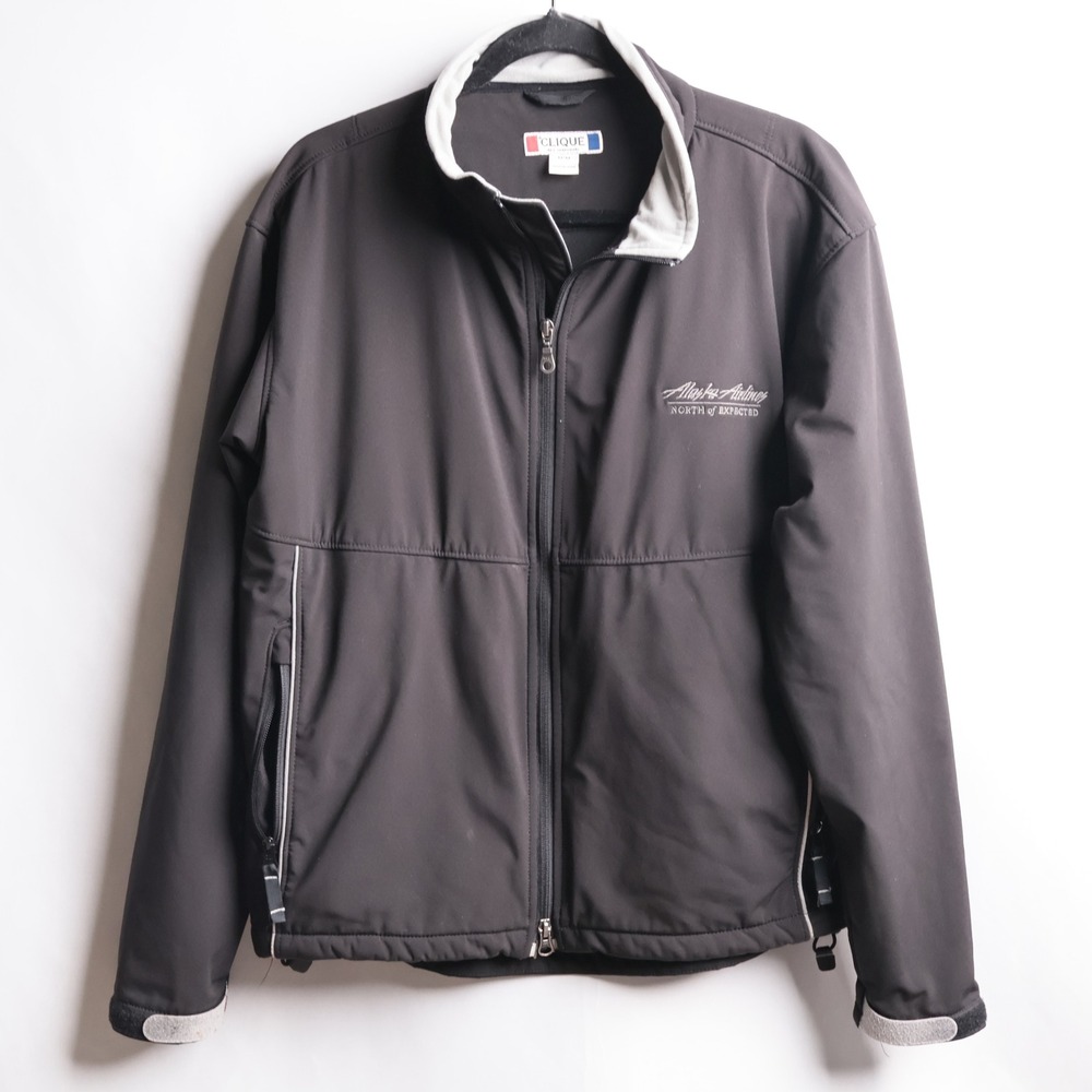 Alaska Airlines Softshell Jacket Black Mens Medium Uniform Clique